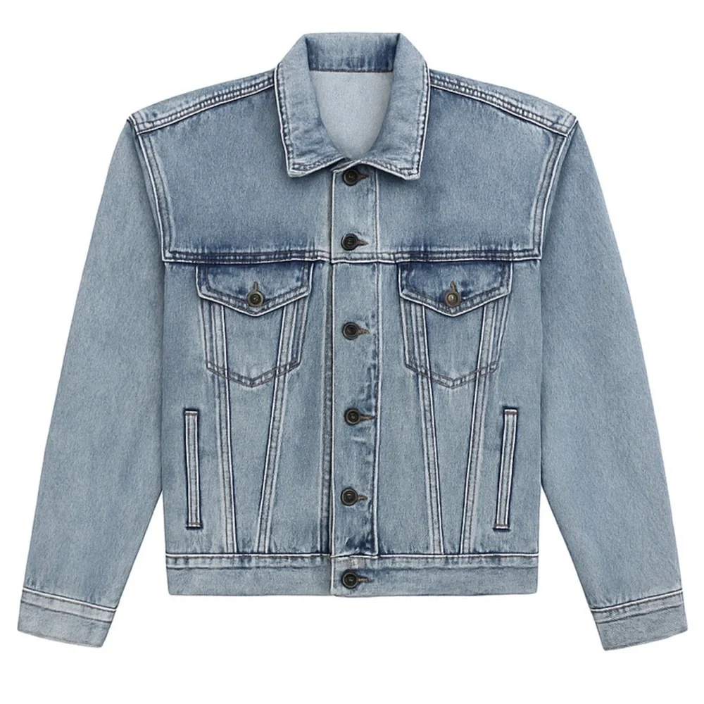 Katie J NYC Montauk Denim Jacket Acid Wash Blue Classic Layering SZ Tween XL